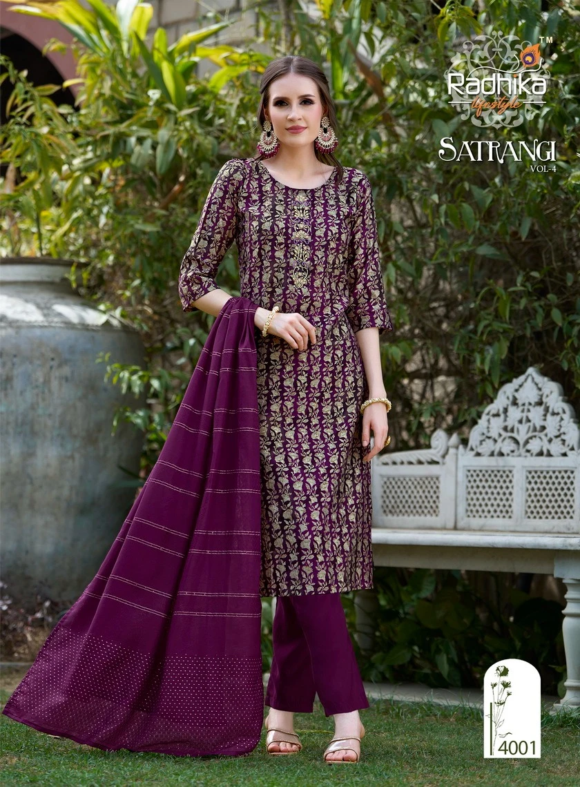 Radhika Lifestyle Satrangi Vol 4 Modal Chanderi Print Wholesale Fancy Readymade Salwar Suit Catalog — Wholesale Readymade Suit, MPA wholesale from Surat — view 6